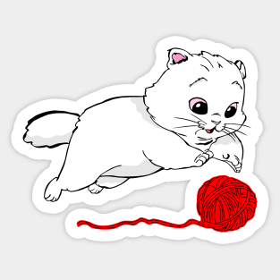Cat and a ball of thread Sticker